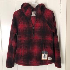 NWT Northface Half Zip Plaid Fleece Hoodie XS